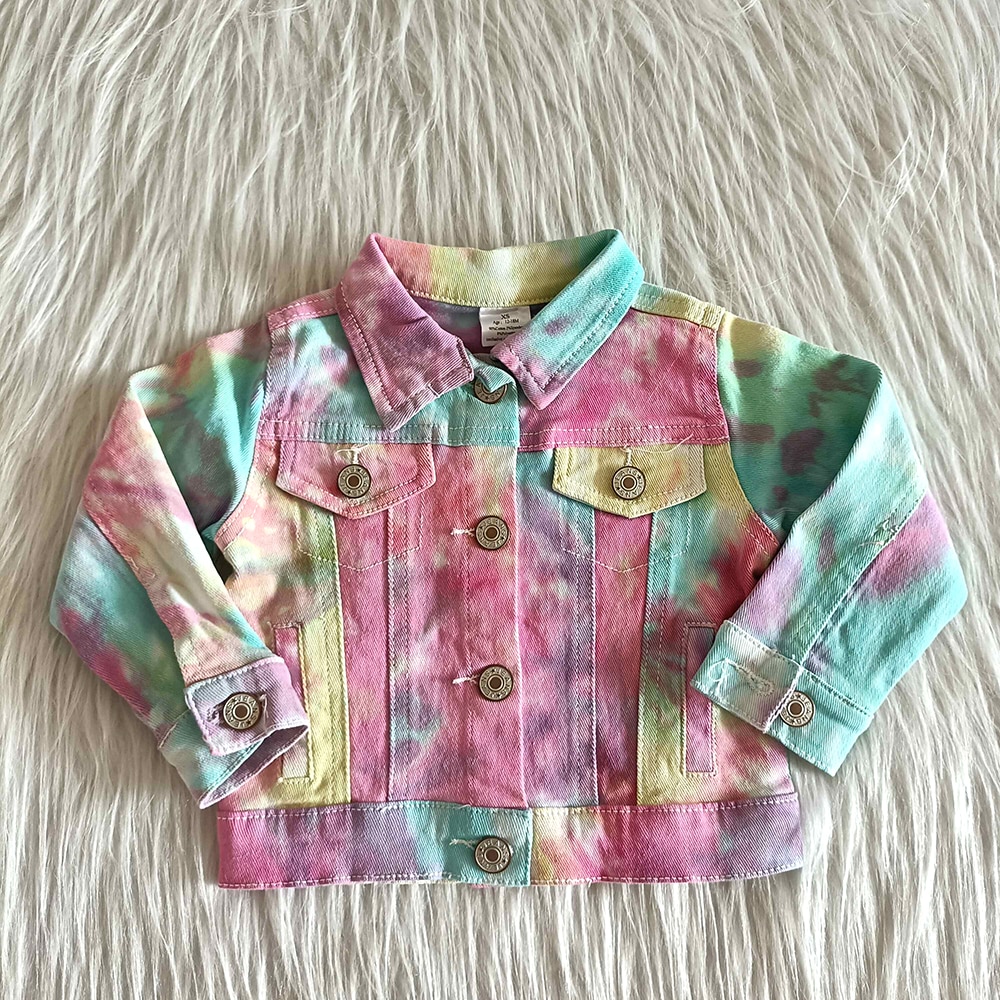 style children coat boy and girls fall denim jacket baby kids tie-dye jacket