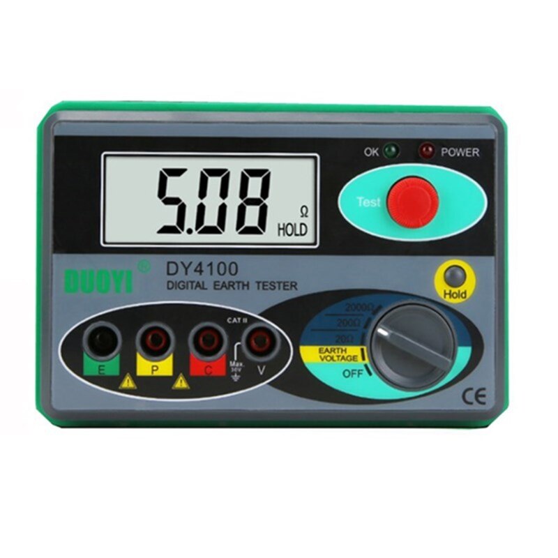 DY4100 Digital Resistance Tester Earth Ground Meter Multimeter with Higher Accuracy Power Systems Inspection Tool LX0C