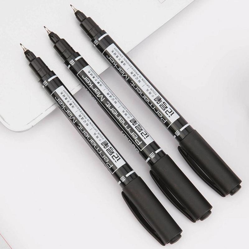 Twin Tip Permanent Markers, Fine Point, ( Black, Blue, Ink, 0.5mm-1mm ) Office Red Stationery Supplies Highlighter U3O9