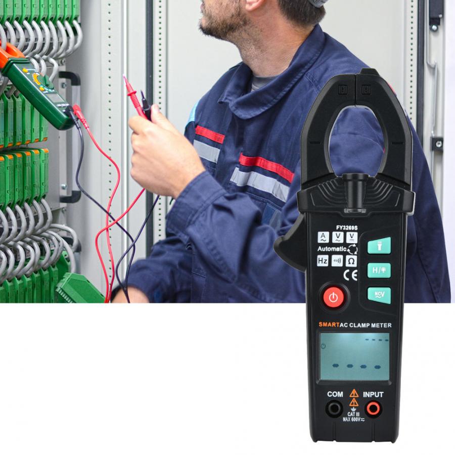 FY3269S Digital Auto Amper Clamp Meter Multimeter 6000 counts Current Clamp Voltmeter Ammeter 600A AC/DC Ohm Voltage Tester