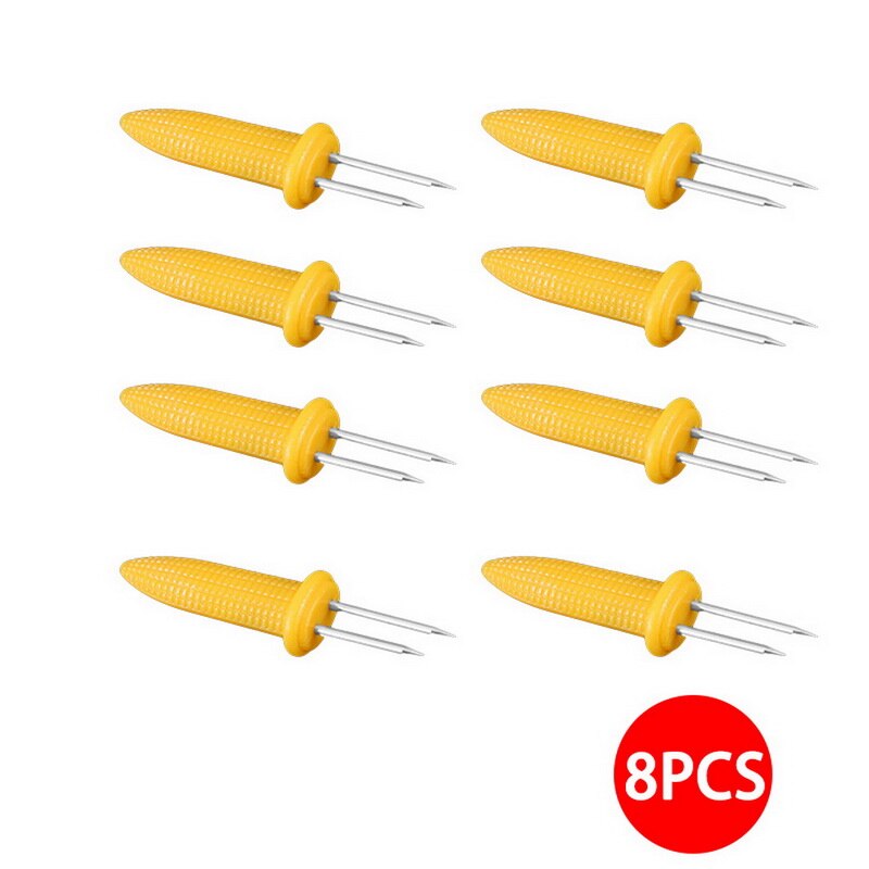 6/8/10/12Pcs Bbq Sweetcorn Houder Vork Maïskolven Spiesjes Home Party Koken maïskolven Houders Bbq Prong Vork #: 8pcs