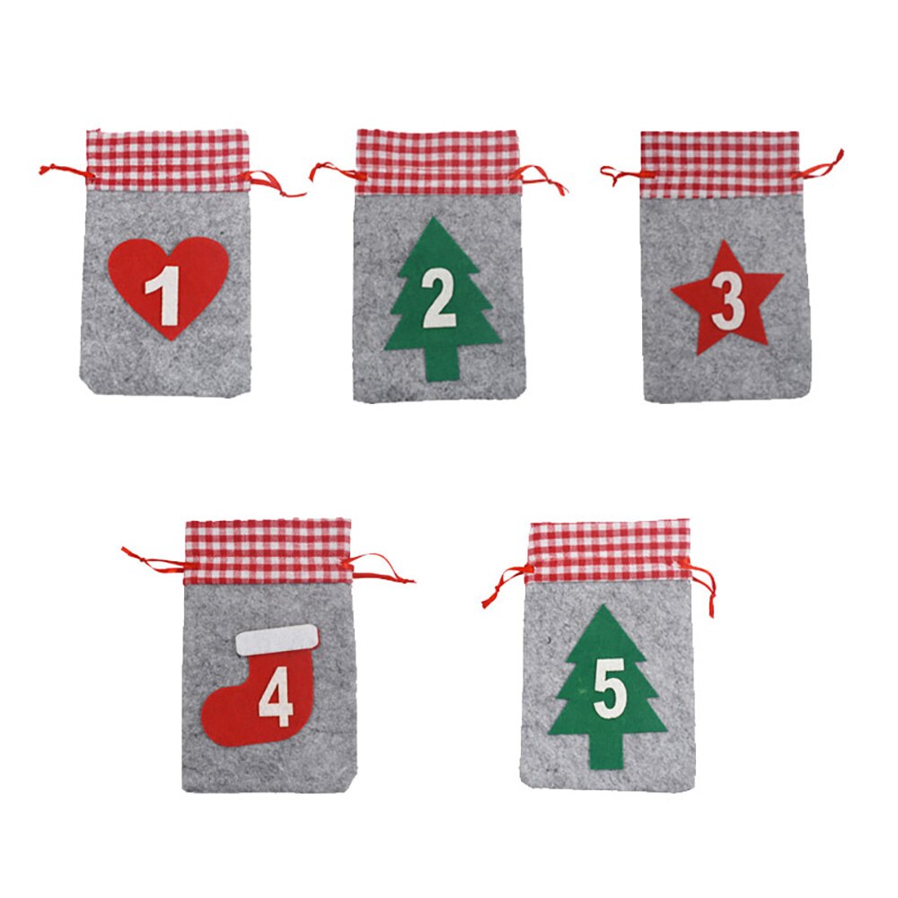 24 stk jul adventskalender håndværk stof taske jul nedtælling kalender hængende filt slikposer år xmas dekor