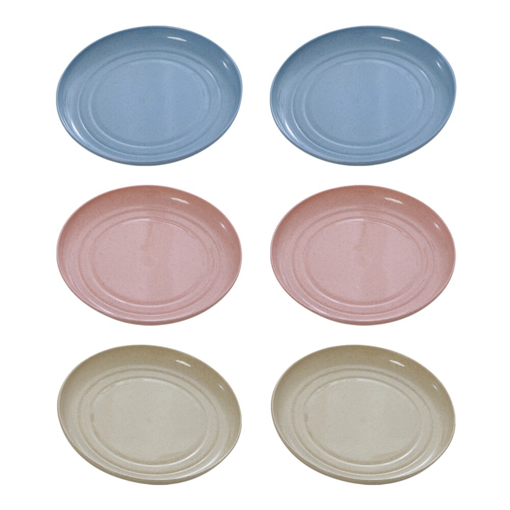 6pz piatti di paglia di grano piattino per uso domestico piatto per alimenti stoviglie sicure