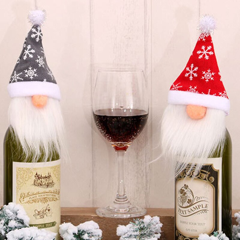 1pc vinflaske dekorativt omslag yndig julemanden hat sweater til jul vinflaske dekorative festborde ornament