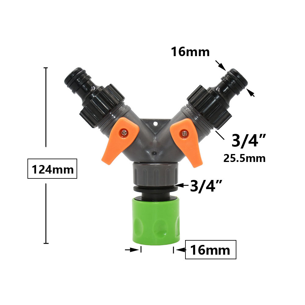 2-way Garden tap water splitter Female 1/2 3/4 garden hose Y splitter watering adjustable switch 1pcs: PURPLE