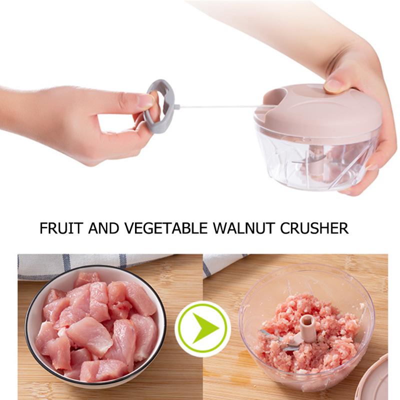 Multifunction Hand-held Vegetable Cutter Anti-skid Manual Slices Fruit Meat Grinder Kitchen Stainless Steel Blade Mixer Chopper