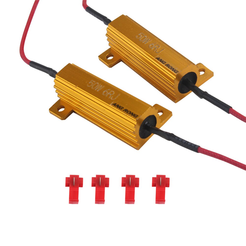 ANGRONG 2X LED Load Resistors 50W 6 ohm Stop Car Light Flicker Cancel Error Message 12V DRL Fog Lamp Canbus Canceller Decoder