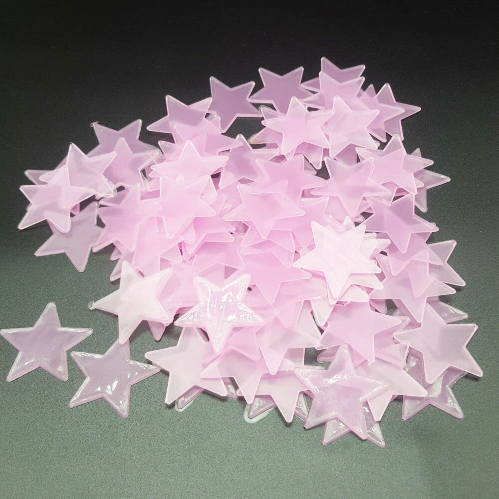 QIBU 100 stuks Lichtgevende 3D Ster Fluorescent Glow in The Dark Kerst Decoratie voor Kid woonkamer Accessoires DIY Muur stickers: pink