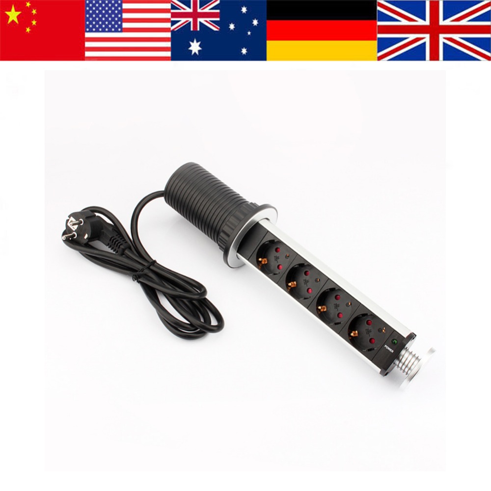 1 PC EU Standard Wall Power Socket Kitchen Office Desktop Socket Countertop Point Pull Retractable Socket Outlet 220V socket eu