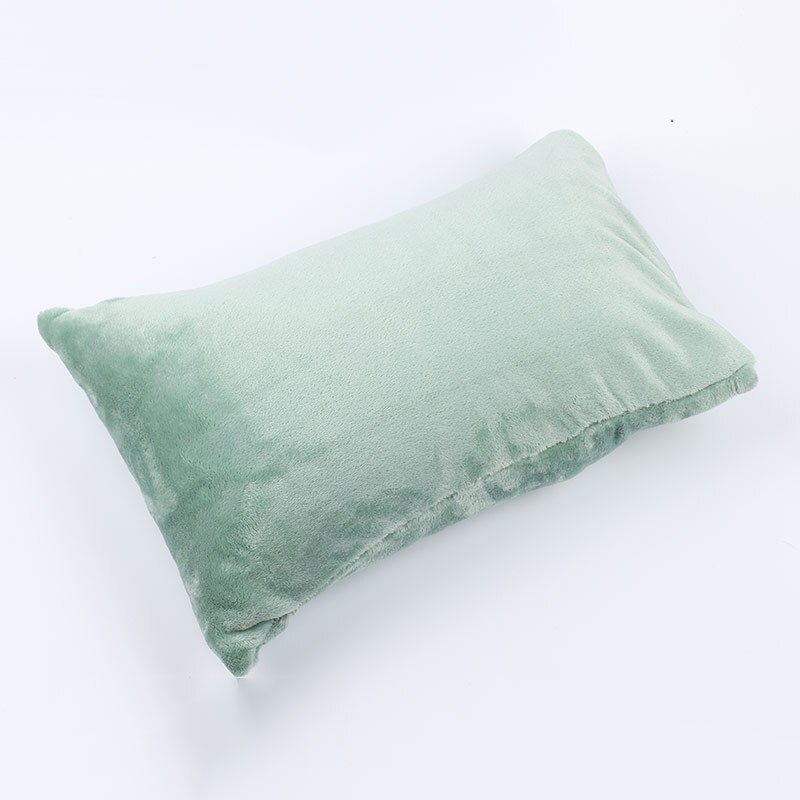 Petit oreiller avec taie d'oreiller doux et noyau complet, pour adulte, repose-sieste, petit oreiller de sommeil, envoyer un sac de rangement en: green(fleece)