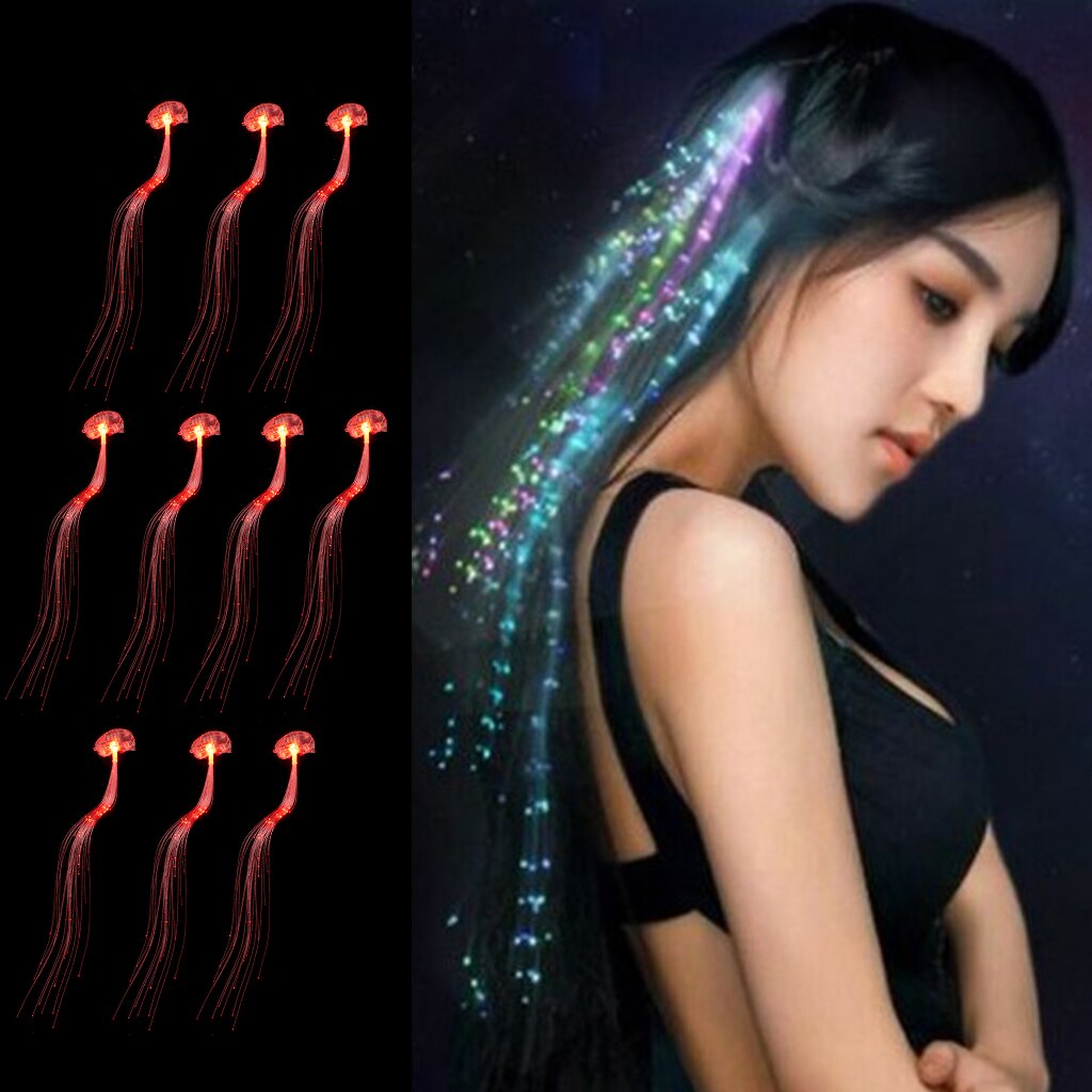 Pack of 10 LED Lights Hair Barrettes Light Up Hair Braid Decor Favor for Women