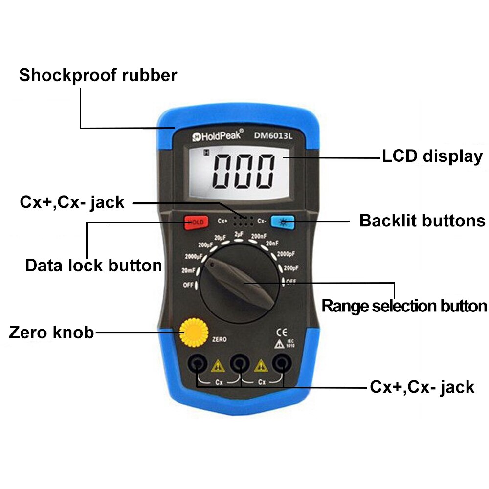 Misuratore di capacità elettronico portatile capacimetro elettronico tester elettronico condensatore tester Capacimetro digitale