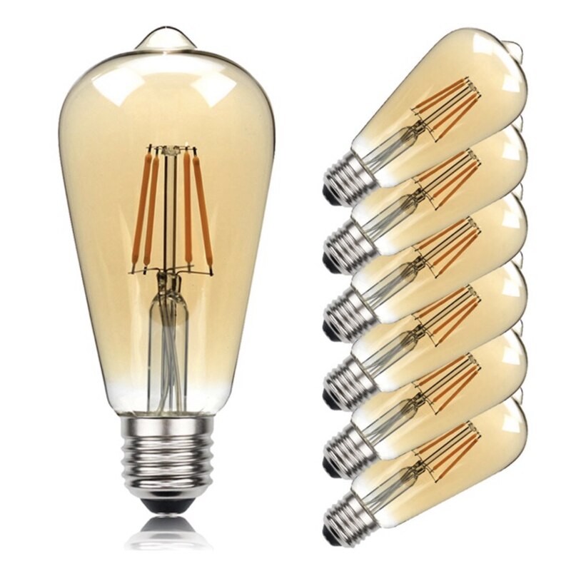 Retro 4w 6w led-lampor  e27 sockel 220v varmvita 2700k vackra glödlampor 6 cps ett set