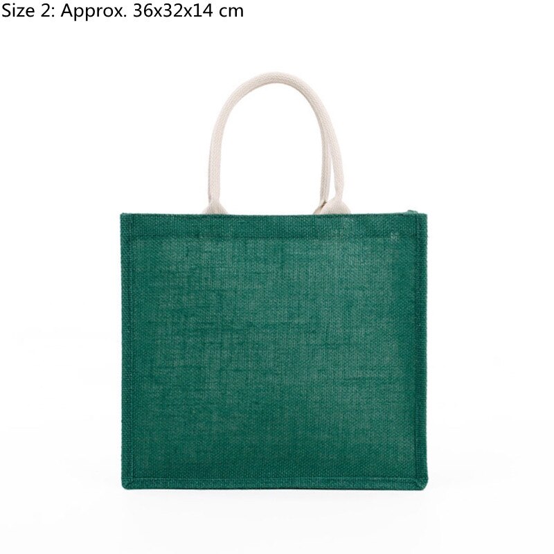 D0LF Jute Tote Met Handvatten Casual Grote Capaciteit Tote Herbruikbare Schoudertas Blank Clutch Bags Voor Borduurwerk Afdrukken: Green Size 2