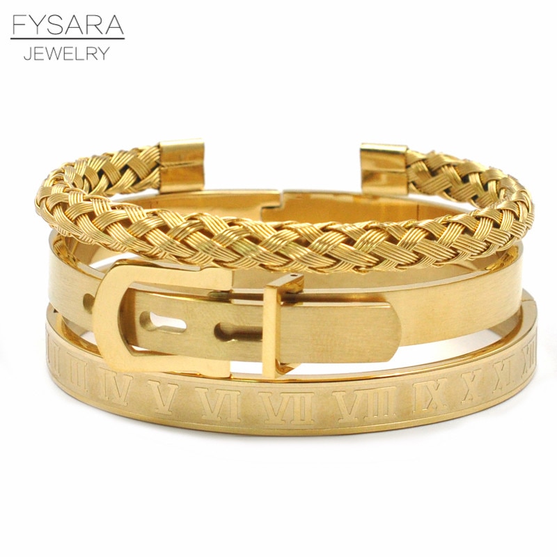 Fysara Royal Romeinse Armbanden & Bangles Liefde Bangle Armband Voor Mannen Rvs Rechthoek Armband Pulseira Heren Armband