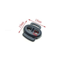 10 stks/pak 2 Gaten & Singels Gat Cord Lock Stopper Plastic Toggle Clip Zwart Maat: 19mm * 19mm * 6mm
