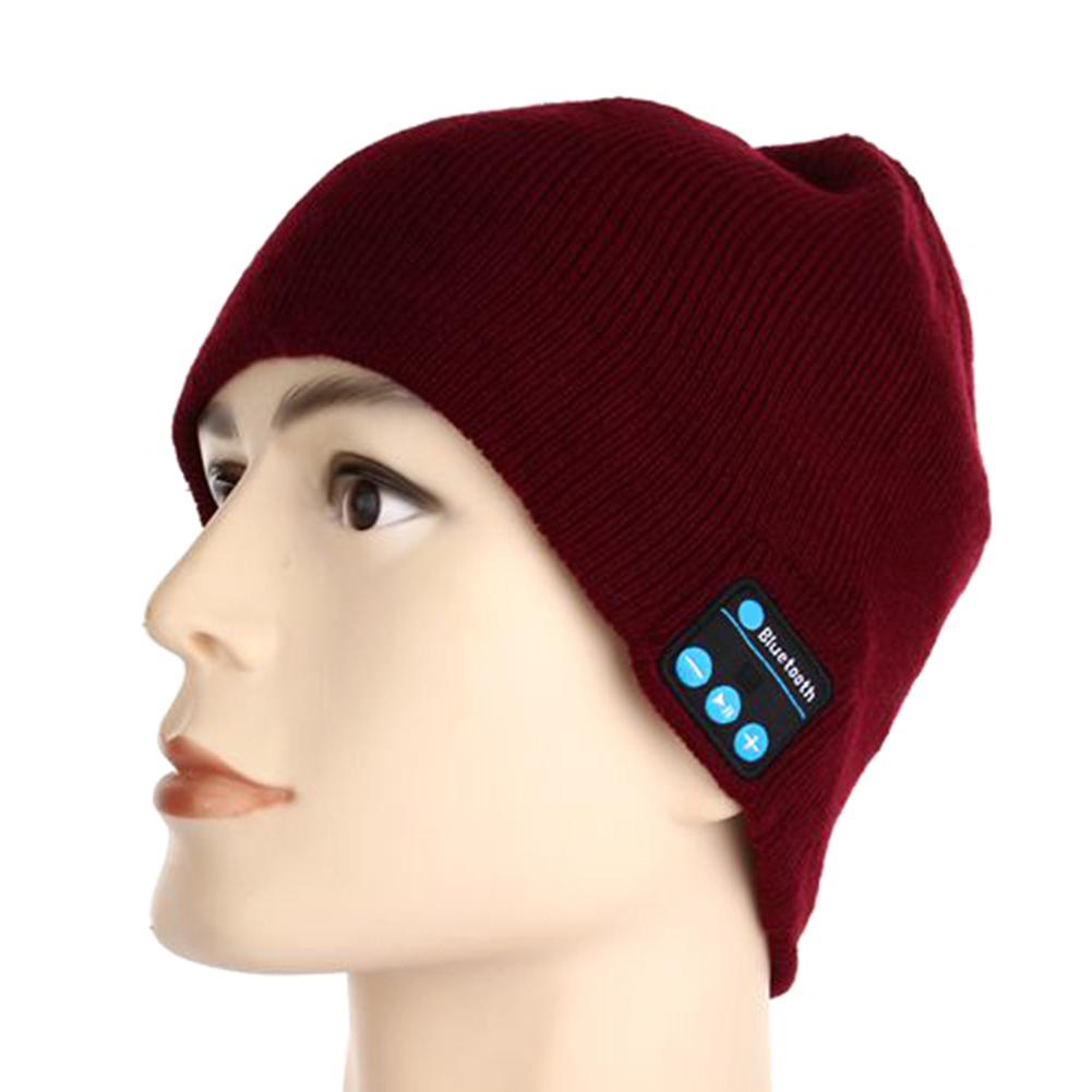 Gorro de lana con auriculares de música recargables por USB, gorro de invierno con Bluetooth