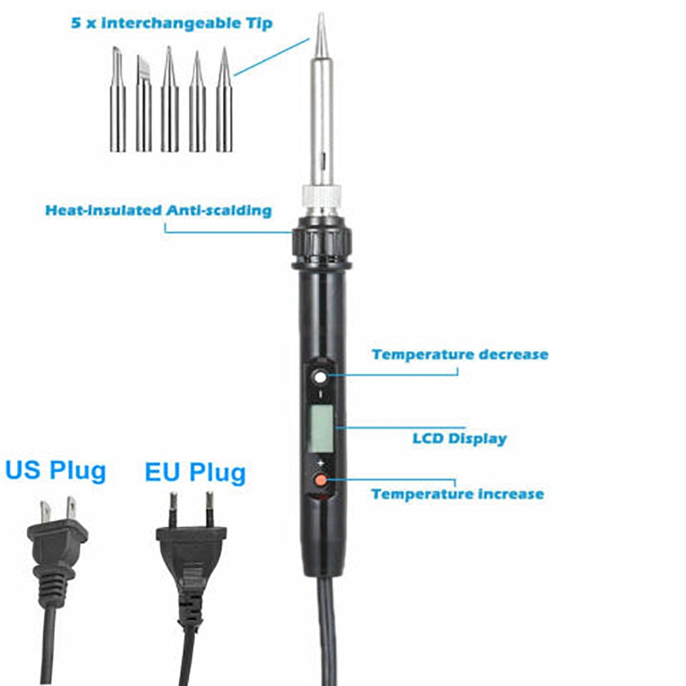 80W Electric Soldering Iron Digital Display Adjustable Temperature Welding Tool For Shed Building
