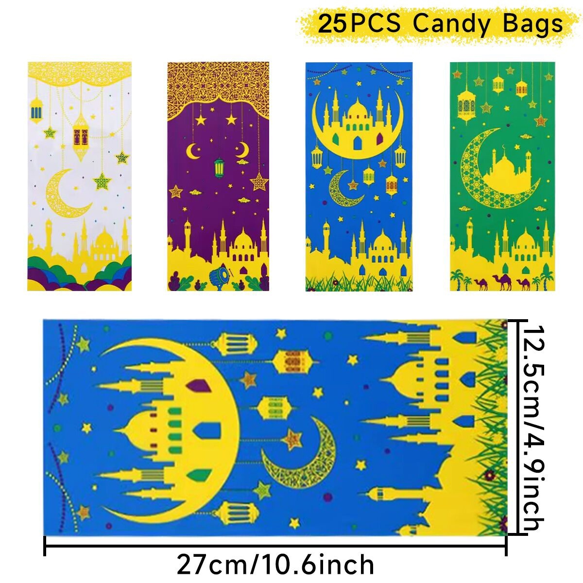 Eid Mubarak Geschenkzakken Plastic Zak Koekje Snoep Ramadan Kareem Decoratie 2025, Islamitische Moslim Feestverpakking Zakje