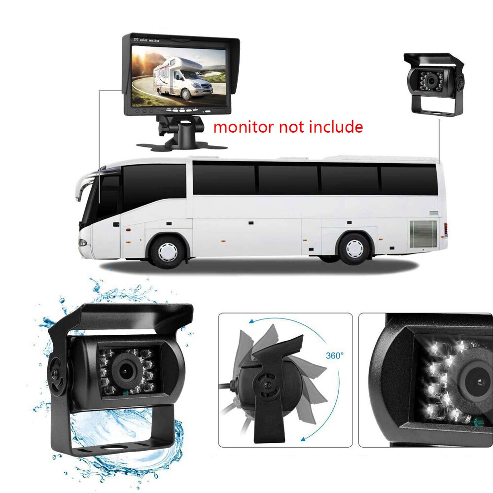 Bus/Truck/Trailer Rear View Camera Cars Parking Reversing Night Vision Camera With 18 IR Lights DC12V-24V Aviation Connector