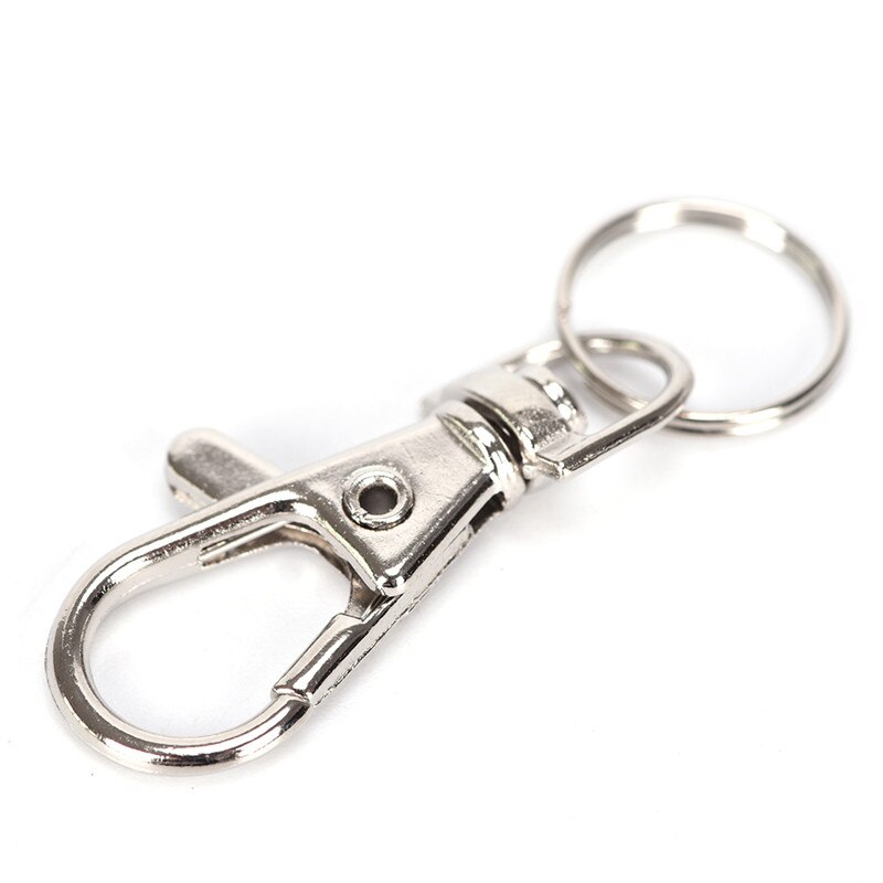 10 uds/Metal mosquetón pinza gatillo giratorio hebilla llavero Keyhooks anillo de retención DIY carabina