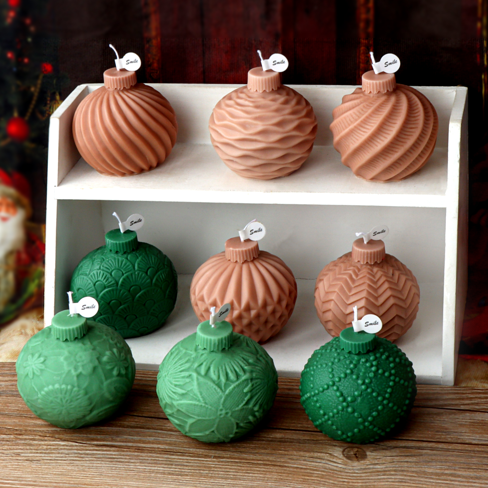 Stampo in silicone per campana di Natale fai-da-te design con sfera di lanterna in rilievo 3D per candele profumate e decorazioni natalizie