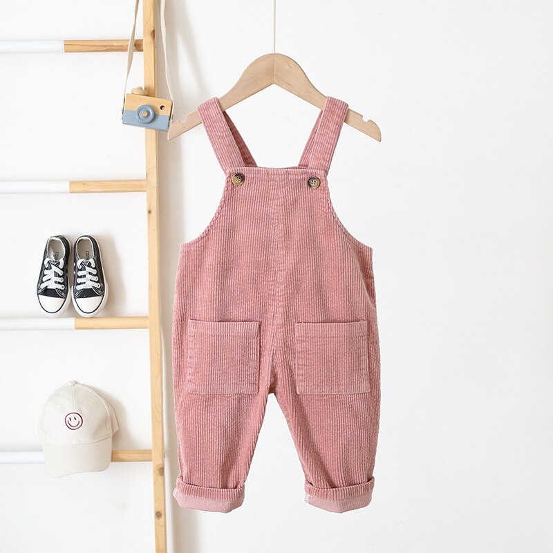 Baby Boy Overalls Effen Kleur Herfst Lente Corduroy Meisjes Jumpsuit Casual Losse Baby Kids Jumpsuit Broek Met Zakken
