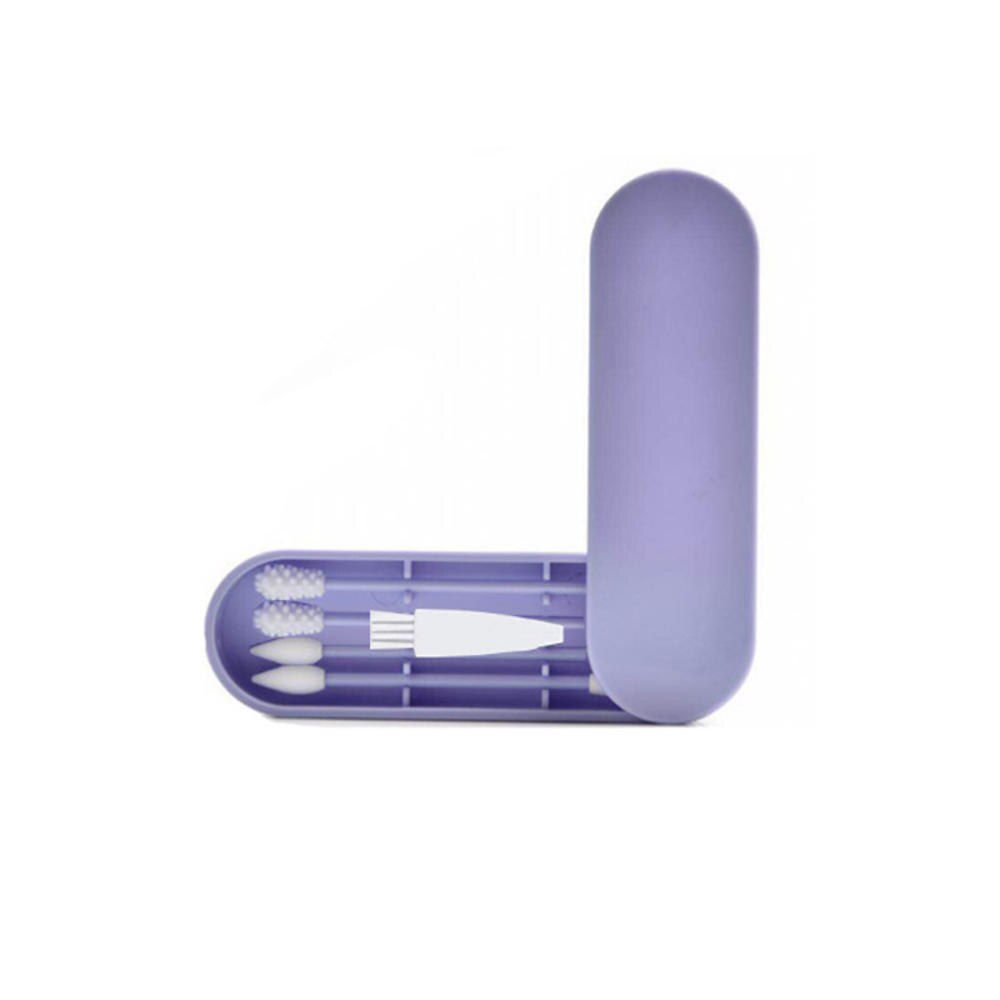Hisopos de algodón para limpieza de orejas, hisopos de silicona reutilizables, hisopos de doble punta con cepillo de limpieza de Estuche de transporte, herramienta de maquillaje,: 03