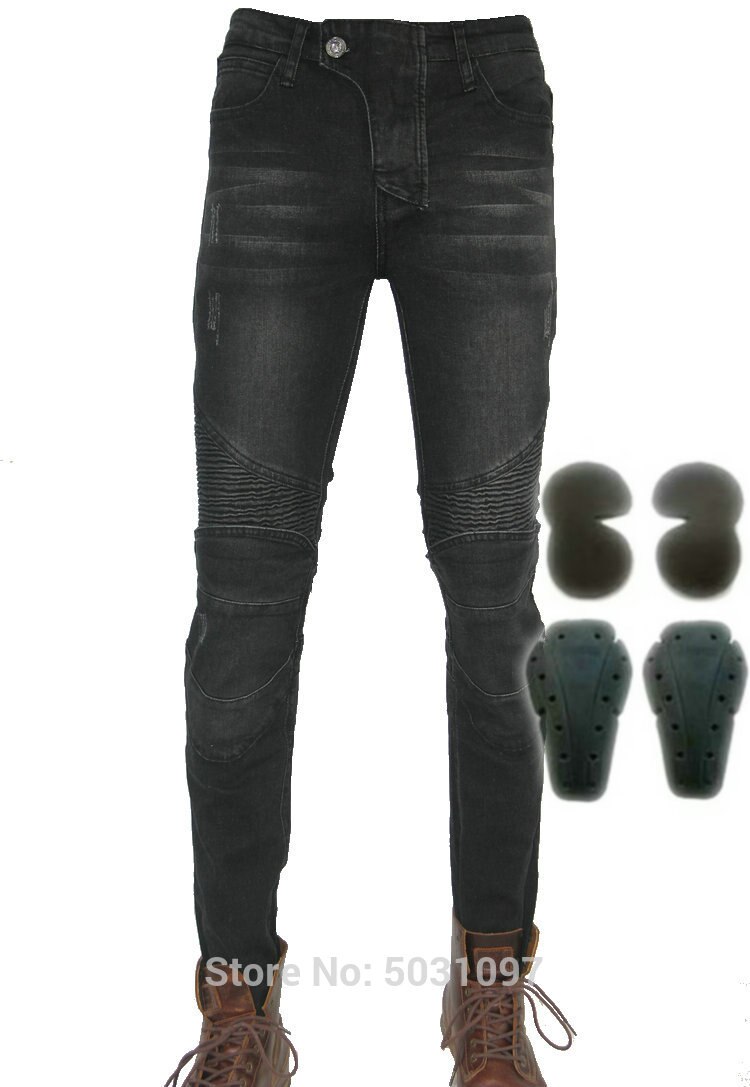 volero moto rcycle pantalon d'équitation super coupe slim moto pantalon de protection featherbad moto rbikers cyclisme jean noir: pants N bpads / 30