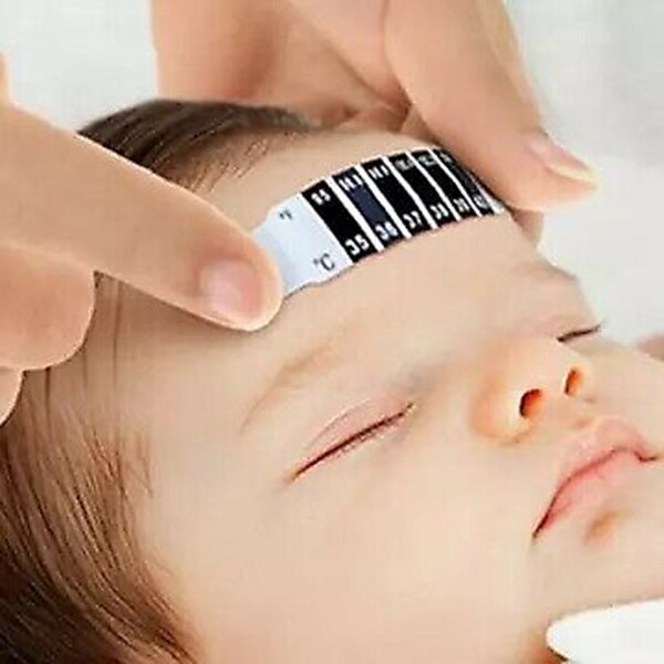 Novedad , 10 Uds., termómetro de cabeza con tira para la frente para bebés y niños, medidor de temperatura Flexible reutilizable LFX-ING