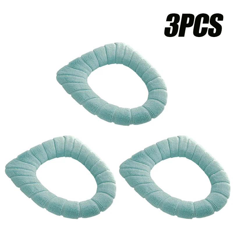 Mjukt och varmt toalettsitsskydd tvättbart badrum toalettdyna kudde med handtag tjockare mjuk matta stickning varmare closestool matta: Grön