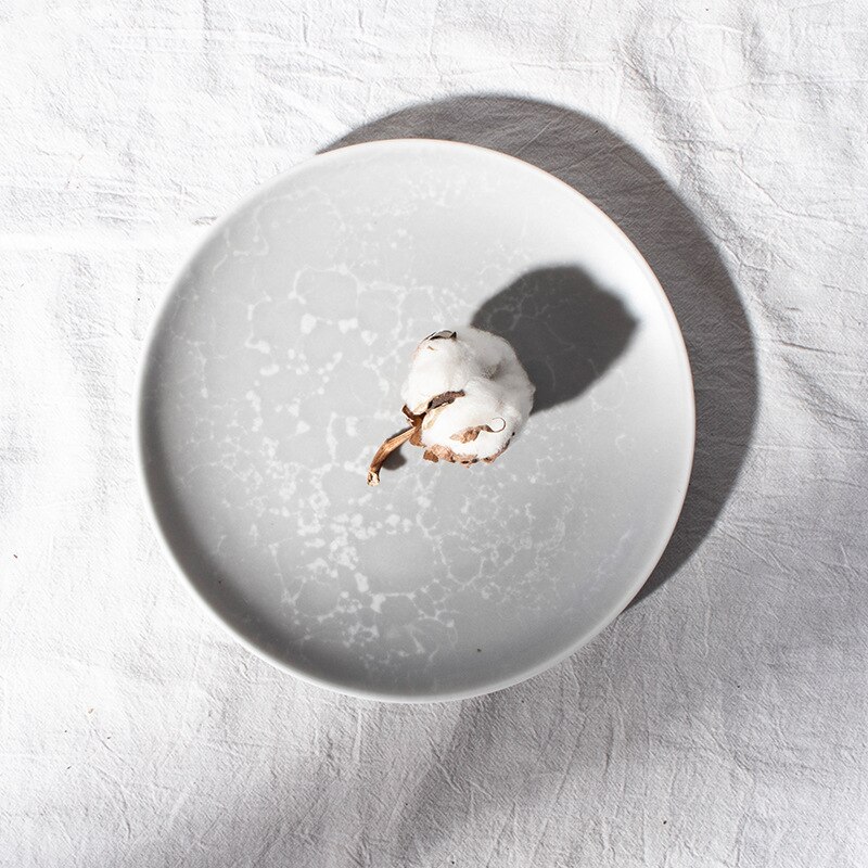 Nordic Eenvoudige Keramische Servies Ronde Grijs Marmer Servies Restaurant Fruit Salade Dessert Kommen En Borden Set Keuken Bar