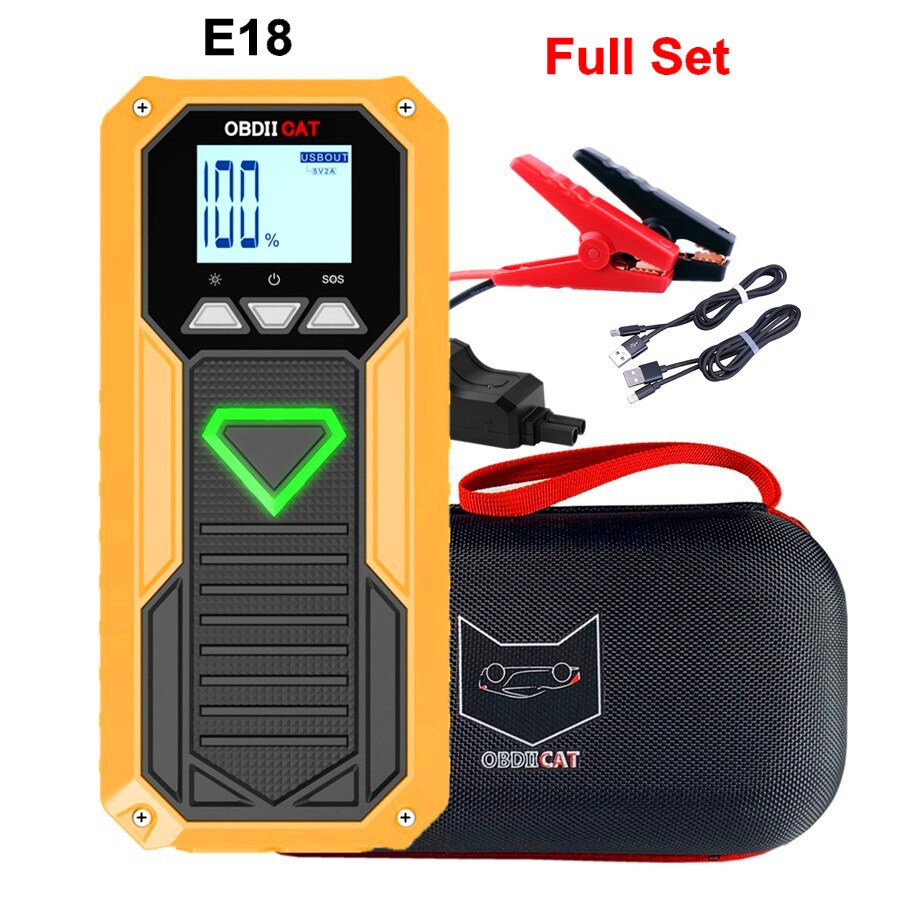 OBDIICAT E18 Car Jump Starter Starting Device Battery Power Bank 600A Real Capacity 12000 Auto Buster Emergency Booster Start: Default Title