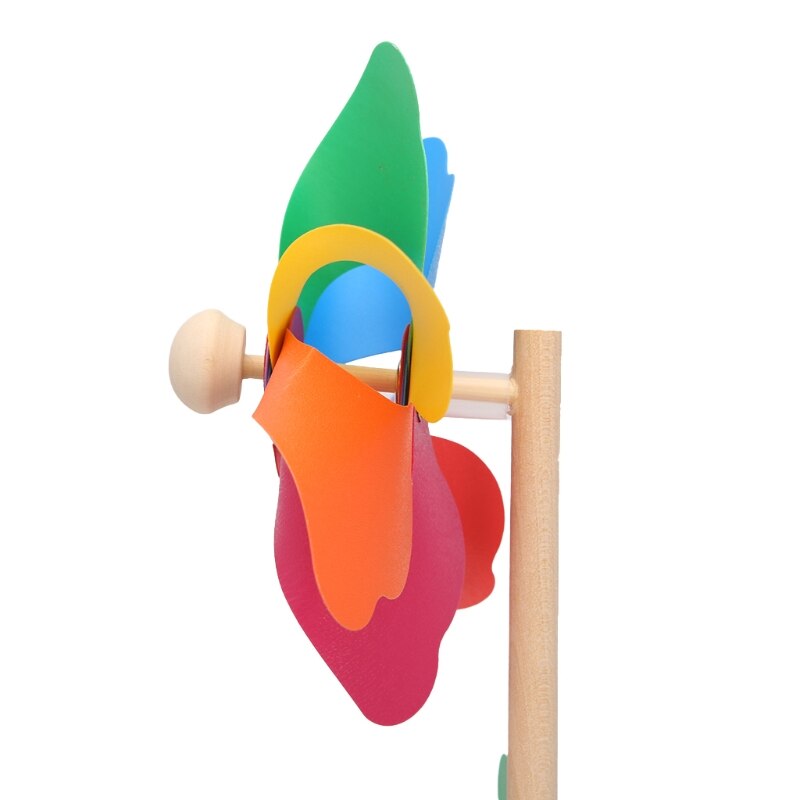 Moulin à vent en bois vent Spinner roues à roulettes maison jardin cour décoration enfants jouets