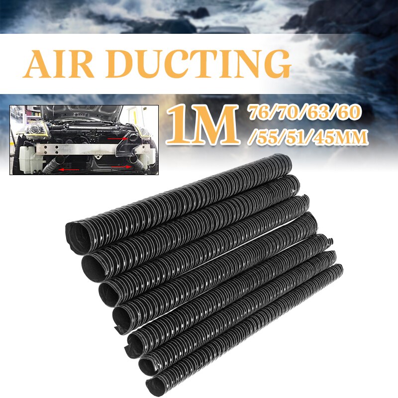 Tubo de entrada de aire Universal para capó de coche, manguera de conductos de aire de 1m, tubo de filtro Flexible de 76/70/63/60/57/51/45mm