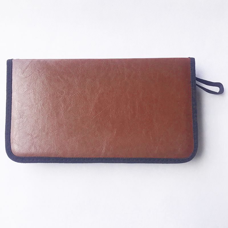 80-Discs Portable Leather Storage Bag Zippered Storage Case for CD DVD Hard Disk Album - Brown