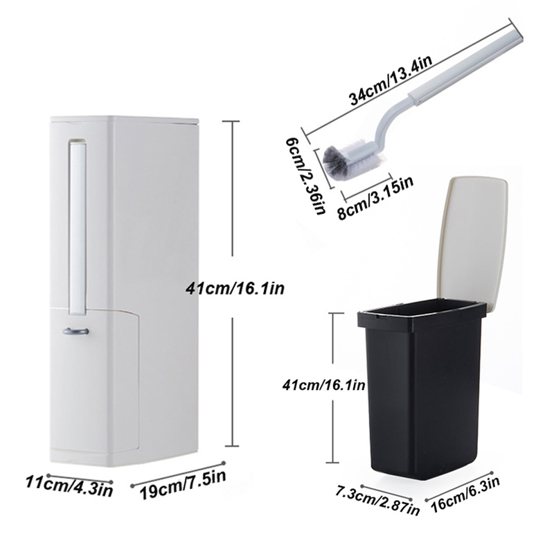 Cubo de basura de plástico con cepillo para el baño, Herramientas de limpieza del hogar, para la cocina, estrecho
