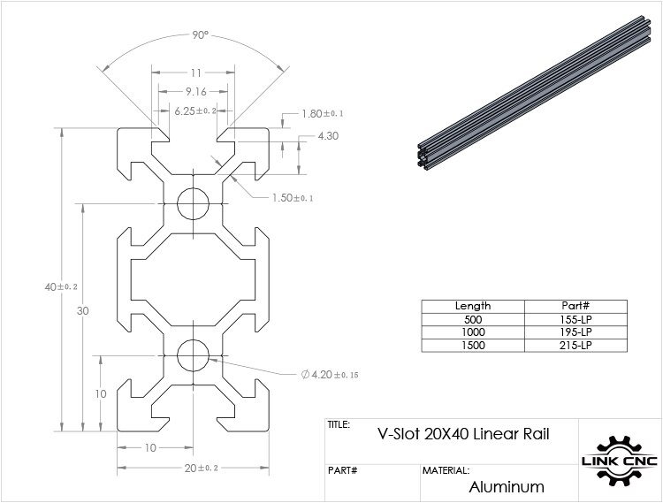 2040 aluminum extrusion profile european standard v-slot black length 100mm workbench 1pcs