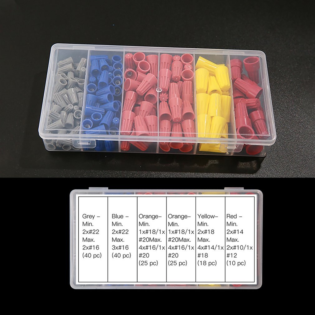 158 Stks/doos Plastic Twist Moer Cover Set Elektrische Draad Connectors Quick Geïsoleerde Schroef Terminal Cap Voorjaar Insert Assortimenten