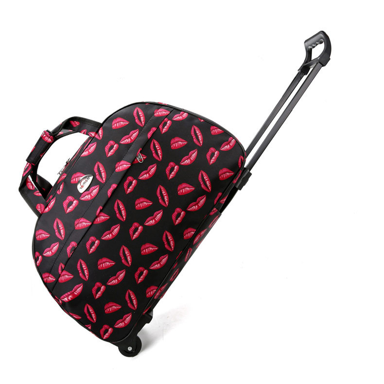 Große Kapazität Reise Trolley Taschen Frauen Männer Rollen Tasche Oxford Wasserdichte Roll Gepäck Koffer Reisetasche Mit Rädern: Rosa