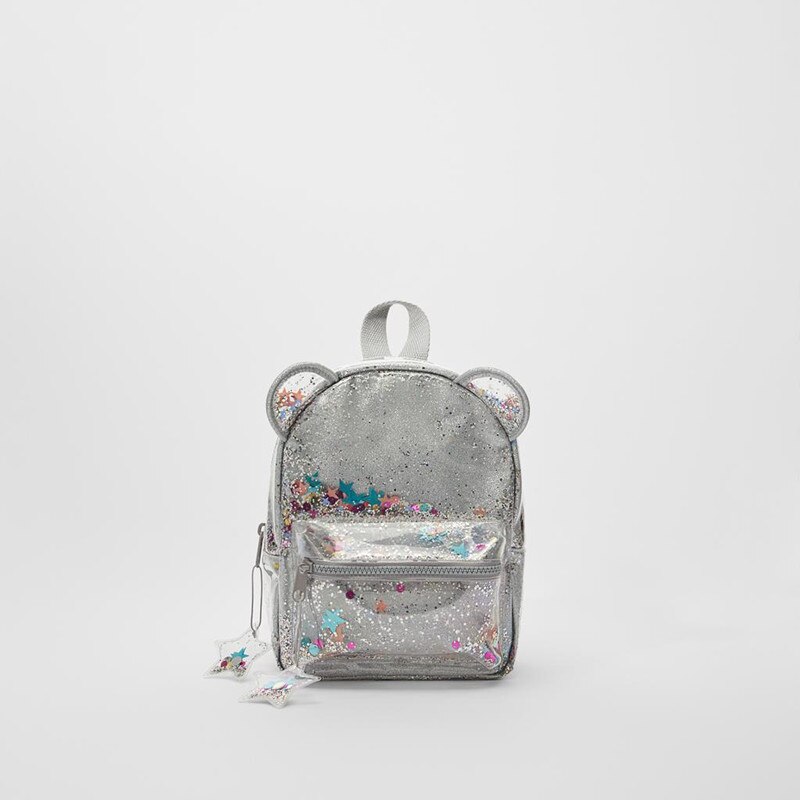 Zilveren kattenoor glitter mini rugzak dames of schattige kinderen glitter glitter pailletten rugzak: Default Title