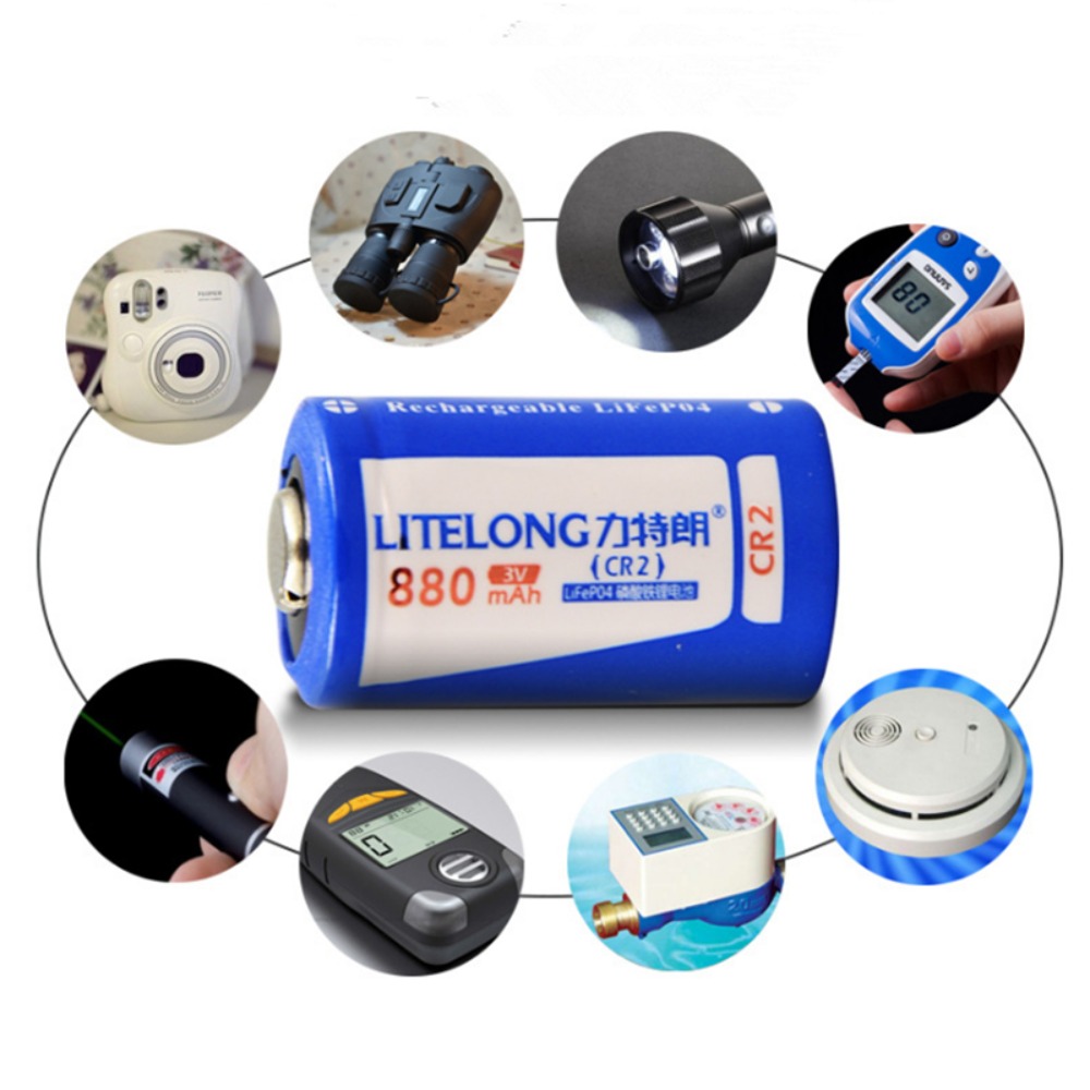 3v cr2 laddningsbara batterier 880 mah lifepo 4 litiumbatterier inspelare kamerabatteri dubbelfunktion  cr2/cr123a laddare