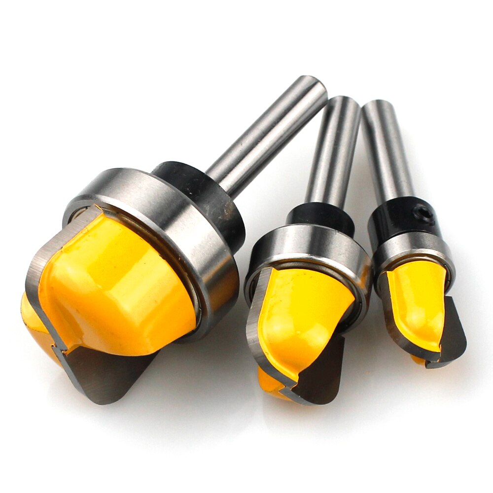 3Pc 6Mm 1/4 Shank1/2 "3/4" 1-1/8 "Diameter Kom &amp; Tray Template router Bit Hout Snijgereedschap Houtbewerking Router Bits