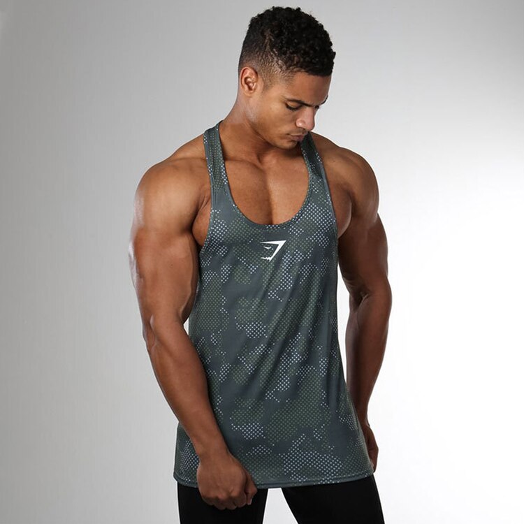 Gimnasio hombres sin mangas camiseta Tank Top camisas estampado de de algodón de culturismo Fitness entrenamiento chaleco camiseta interior Fitness