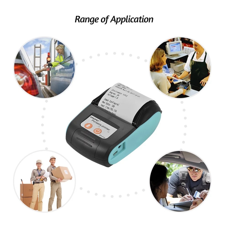 PT-210 Portable Thermal Receipt Printer 58mm Bluetooth POS Mobile Printer Bill Printing Printers for Retail Stores Restaurants
