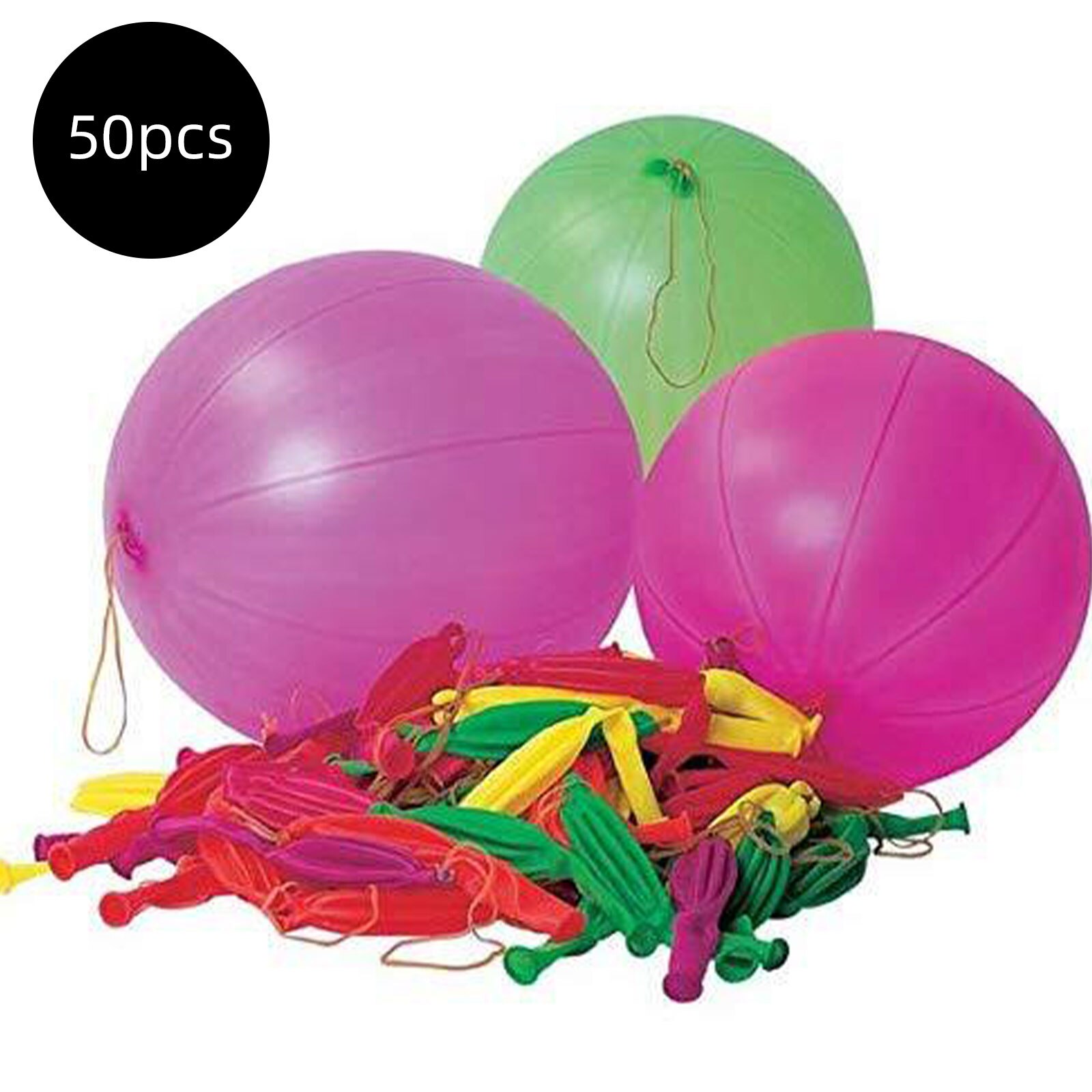 50 stücke 18 Zoll Latex Punch Stanzen Luftballons mit Gummi Band Griff und Inflator für Geburtstag Hochzeit Dekorationen Zufällige Farbe