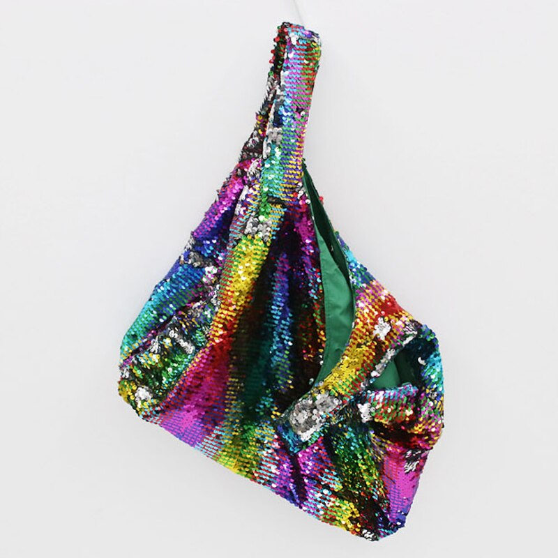 Color Sequin Bag Ins Color Changing Handmade Beaded Shopping Bag Handbag Shoulder Bag Women's Bag