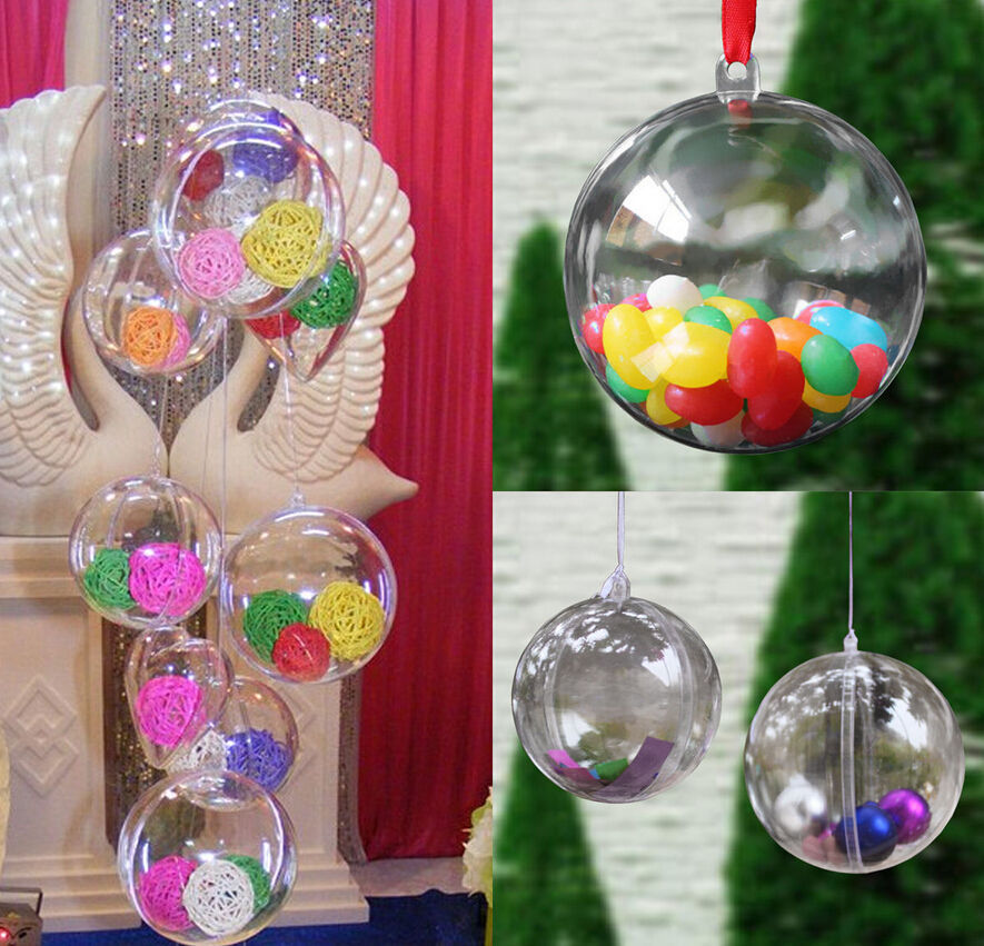 10 stks Kerstboom Decor Ornament 5 cm Bal Type Doos Transparant Plastic Ambachtelijke Kerstcadeau Dozen transparante plastic bal