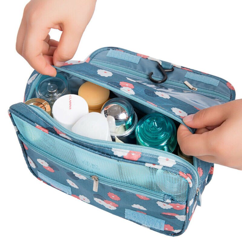 Bolsas de cosméticos neceser Portátil Bolsa de maquillaje bolsa de viaje de lavado plegable colgante estuche de almacenamiento con cremallera organizador impermeable