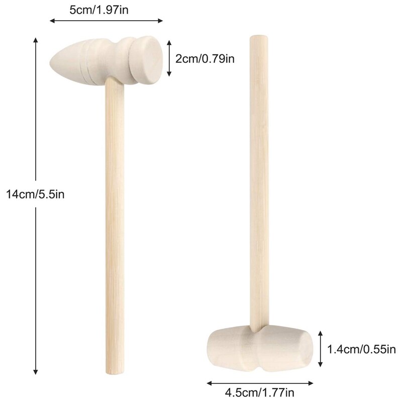 20 Pcs Mini Houten Hamers Krab Kreeft Hamers Hardhout Mallet Beukende Speelgoed Schelpdieren Hamer Zeevruchten Hamer Chocolade